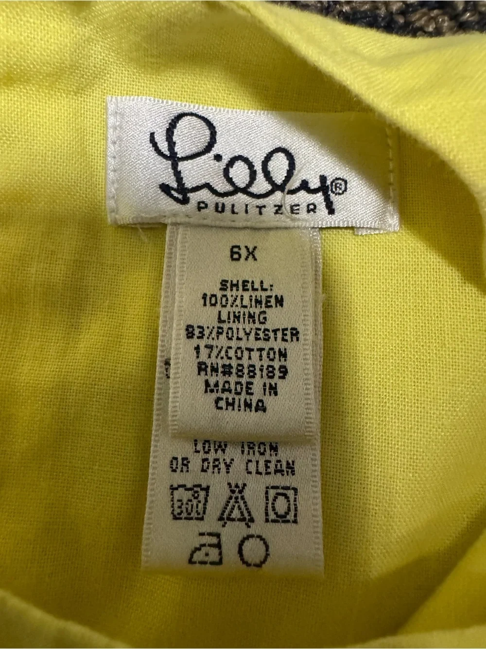 Lilly Pulitzer Girls Yellow Linen Sleeveless Dress - Size 6X